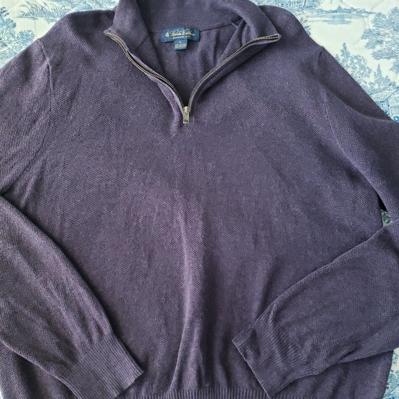Brooks Brothers Cashmere Blend Quarter Zip Long Sleeve Purple Pullover - Picture 1 of 7